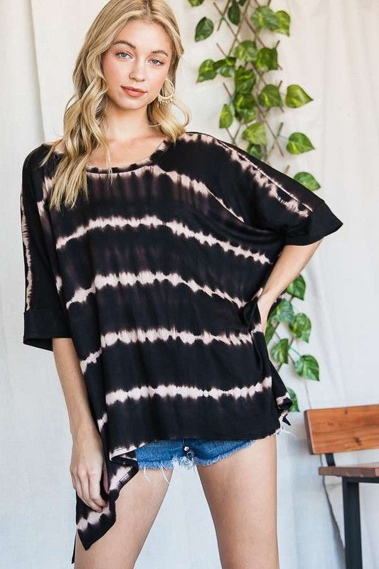 TÚNICA CUELLO REDONDO TIE DYE RAYAS