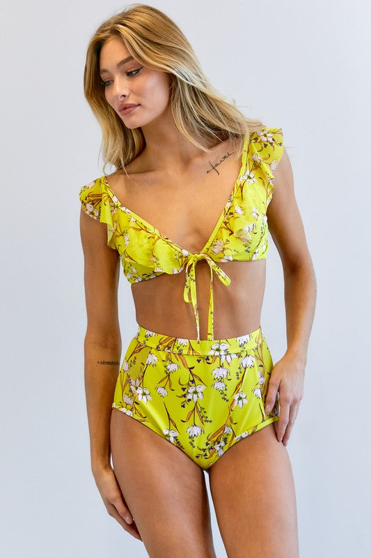 Conjunto de traje de baño con estampado floral