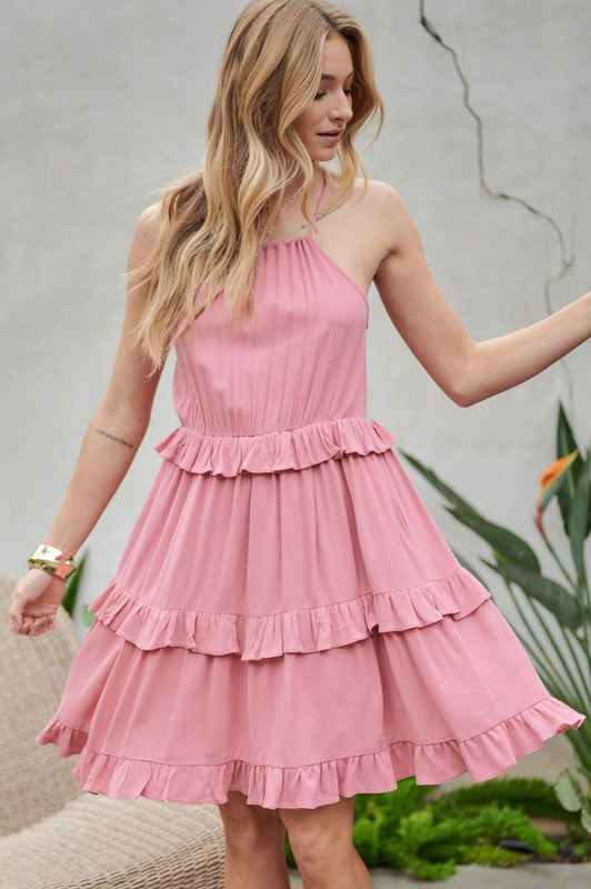 Minivestido sin mangas con volante liso