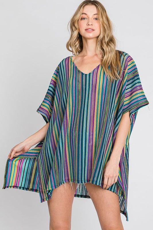 PONCHO RAYAS VERTICALES COLORES