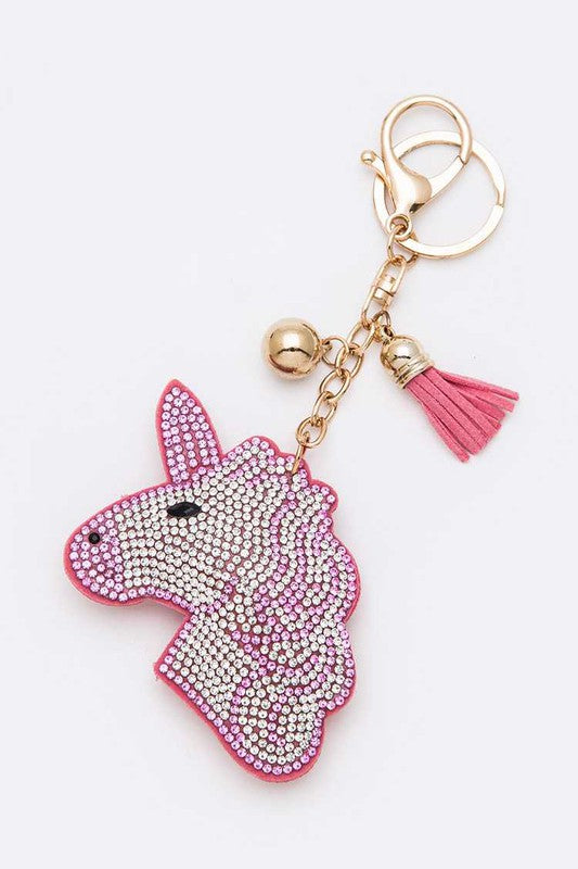 Crystal Unicorn Puffy Key Chain