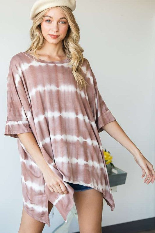 TÚNICA CUELLO REDONDO TIE DYE RAYAS