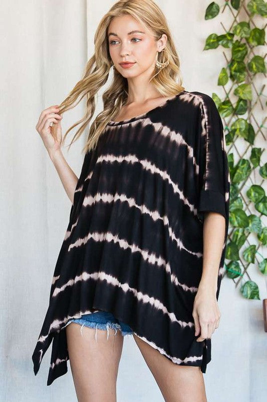 TÚNICA CUELLO REDONDO TIE DYE RAYAS