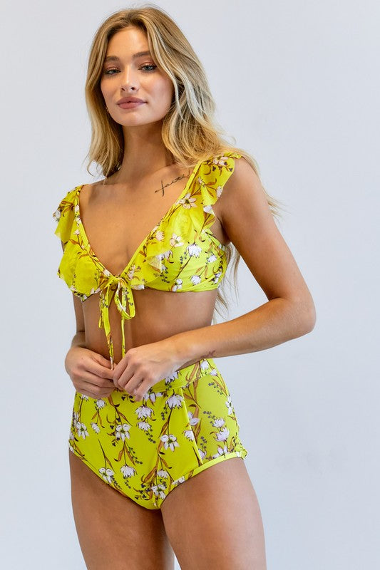 Conjunto de traje de baño con estampado floral