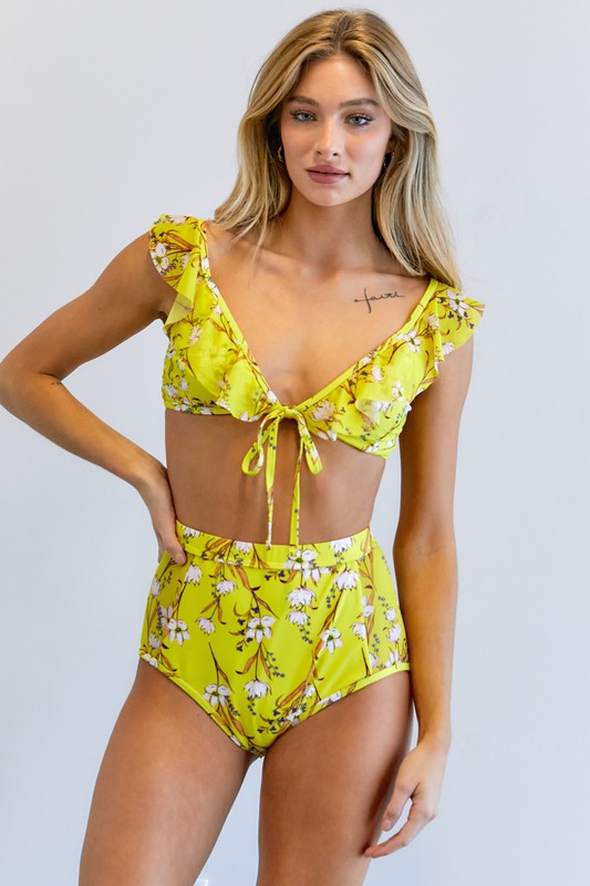 Conjunto de traje de baño con estampado floral