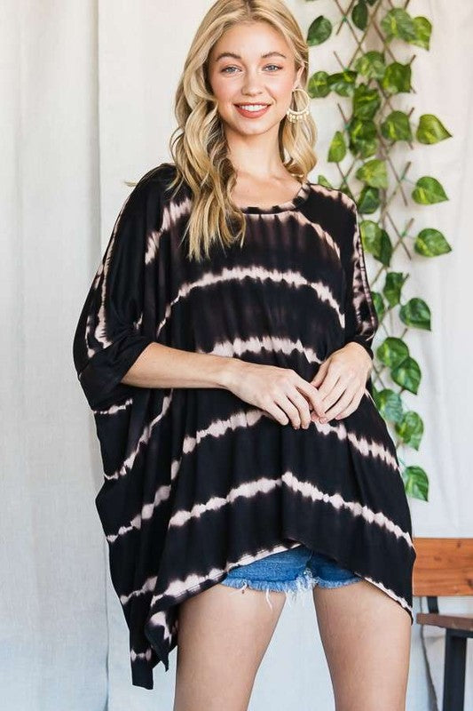 TÚNICA CUELLO REDONDO TIE DYE RAYAS
