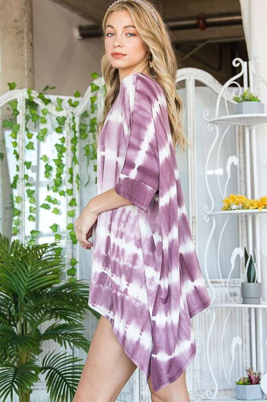 TÚNICA CUELLO REDONDO TIE DYE RAYAS