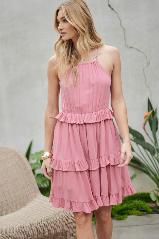 Minivestido sin mangas con volante liso