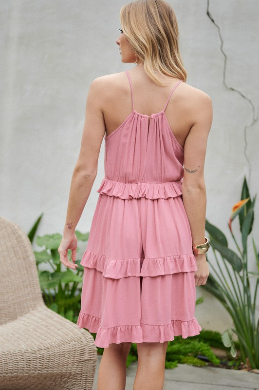 Minivestido sin mangas con volante liso