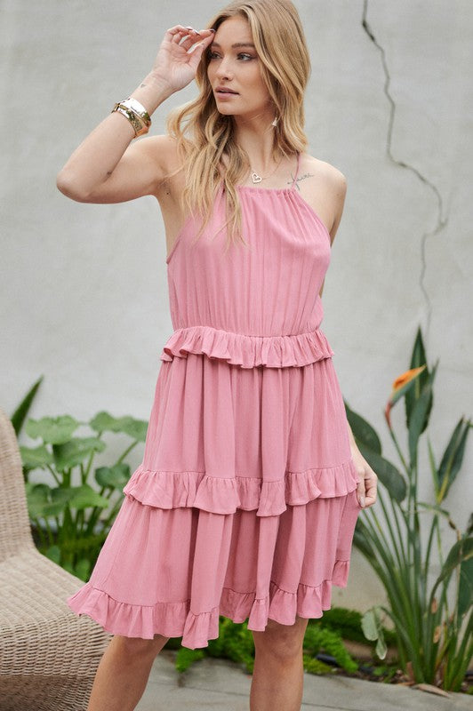 Minivestido sin mangas con volante liso