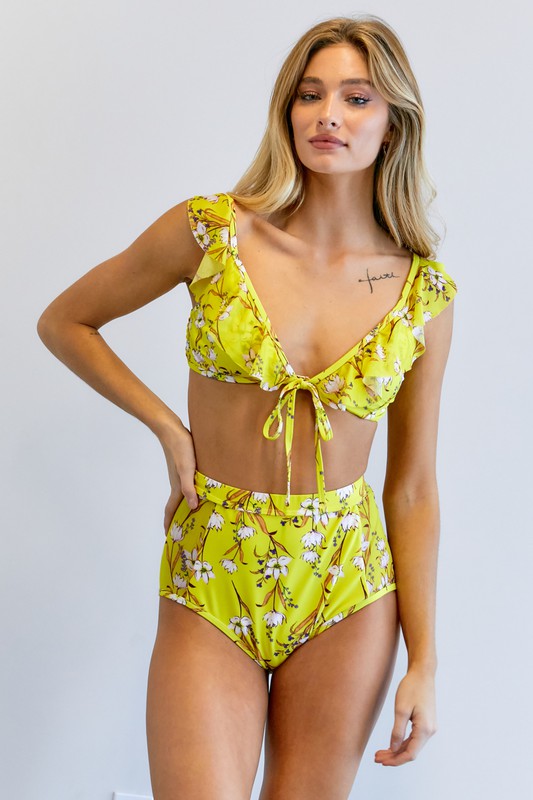 Conjunto de traje de baño con estampado floral