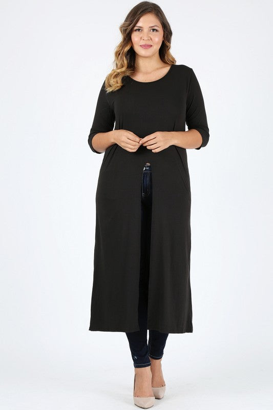 Plus Size Slit front Maxi Top