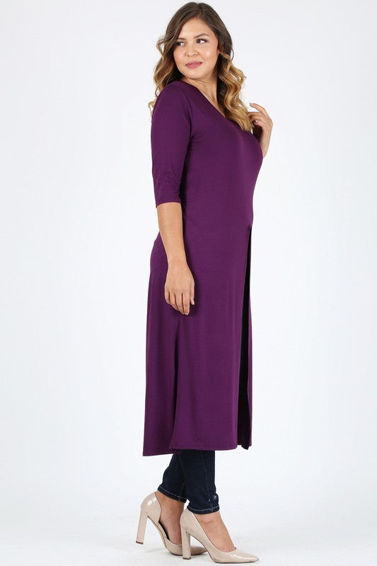 Plus Size Slit front Maxi Top