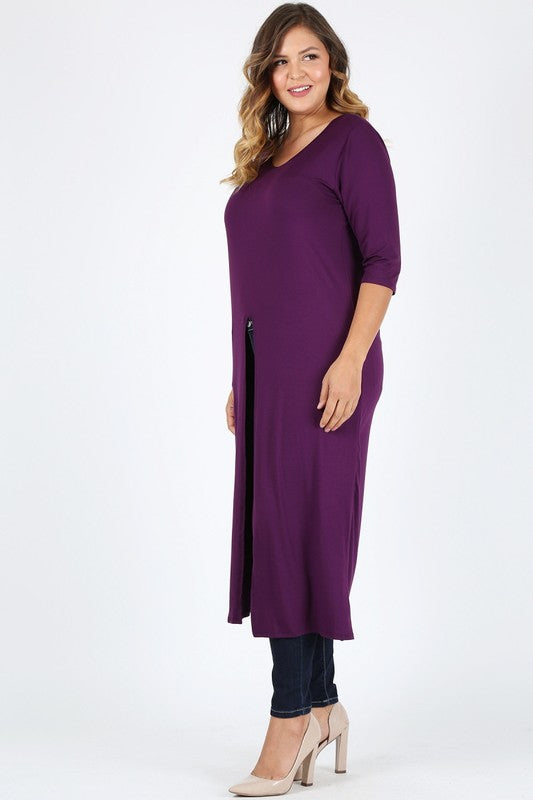 Plus Size Slit front Maxi Top