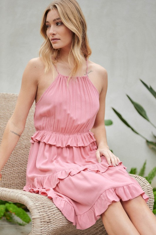 Minivestido sin mangas con volante liso