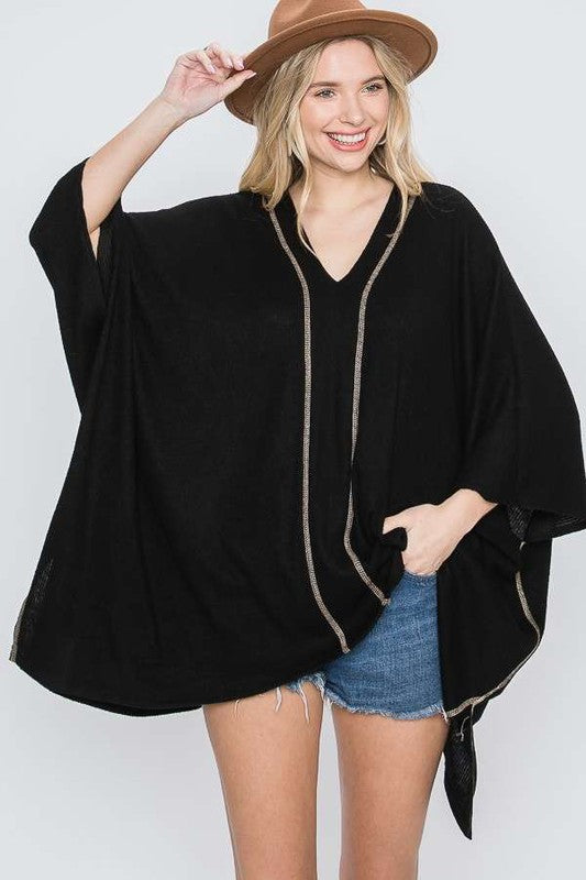 TOP PONCHO CON CUELLO EN V