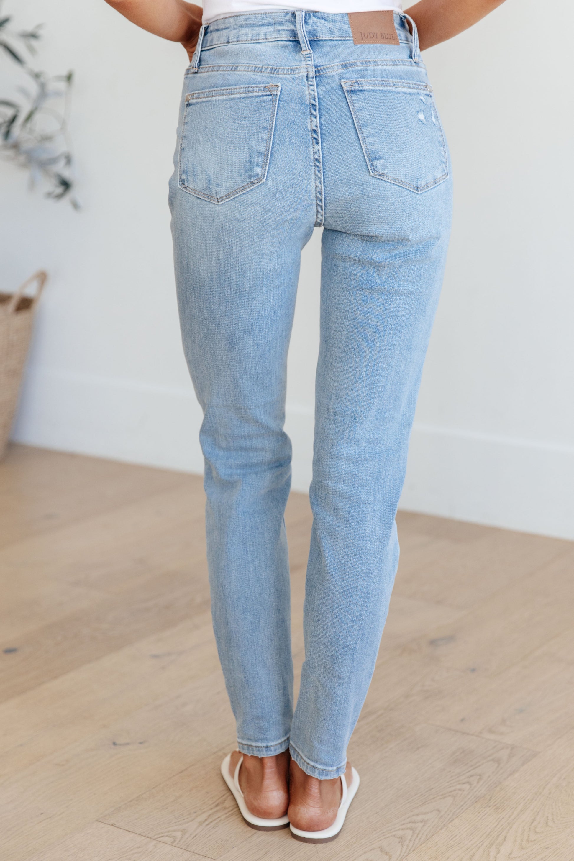 Eloise Mid Rise Control Top Distressed Skinny Jeans - Dahlia Boutique