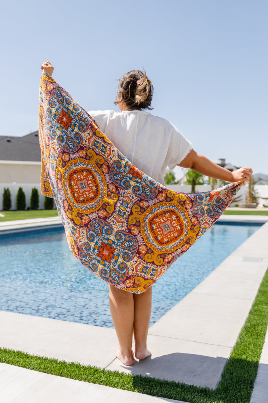 Toalla de playa de lujo con medallones boho