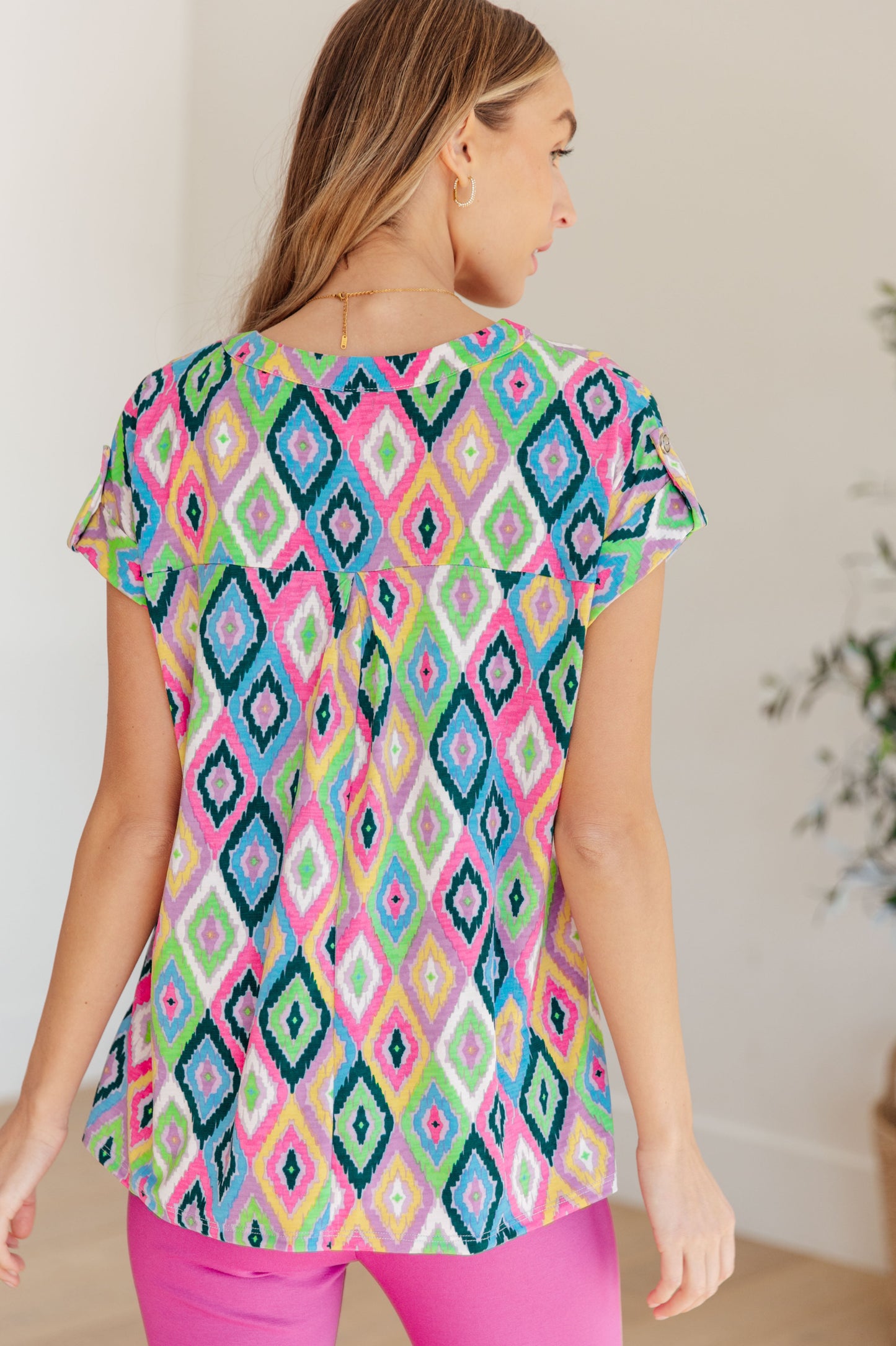 Top con mangas japonesas Lizzy en Ikat lavanda