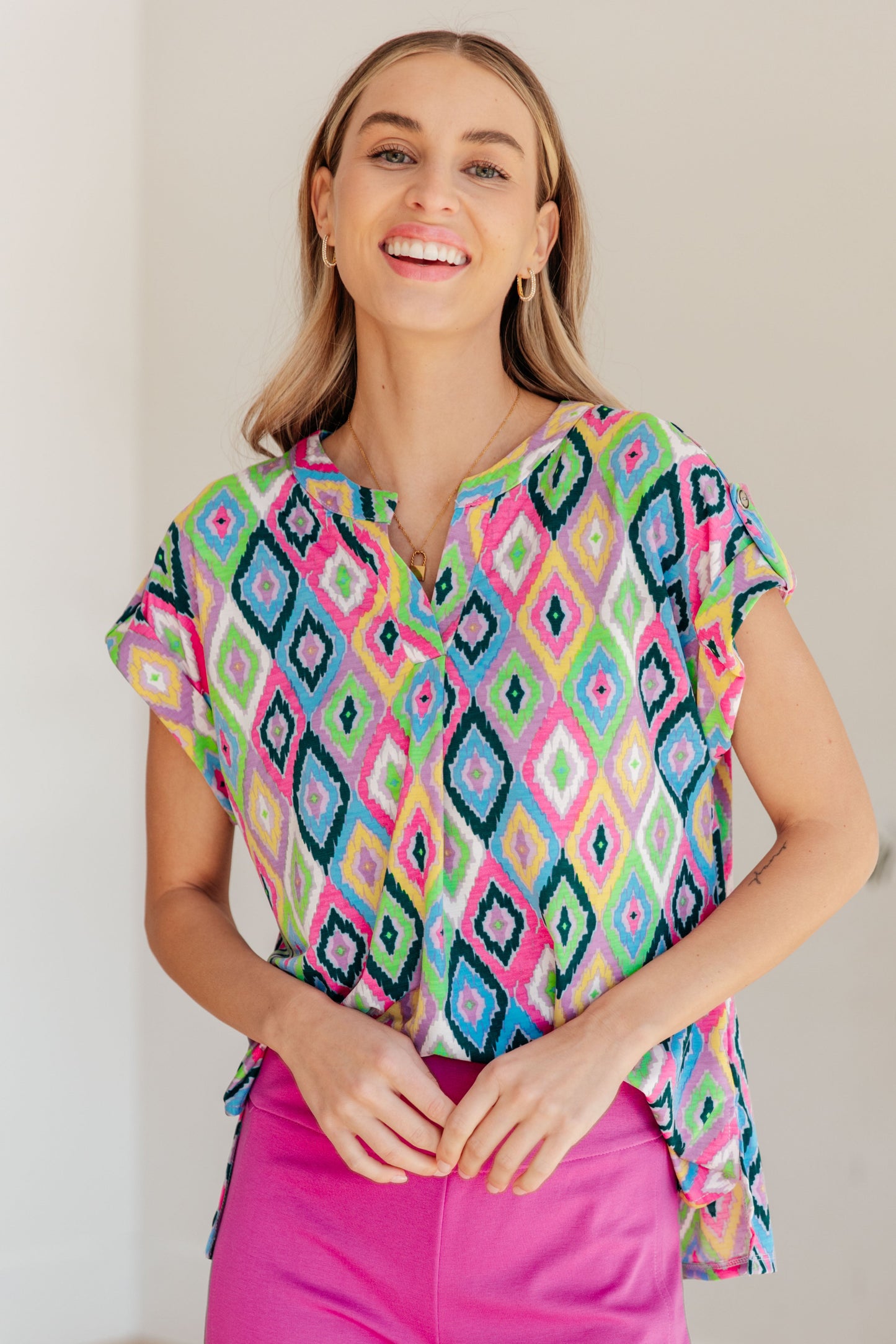 Top con mangas japonesas Lizzy en Ikat lavanda