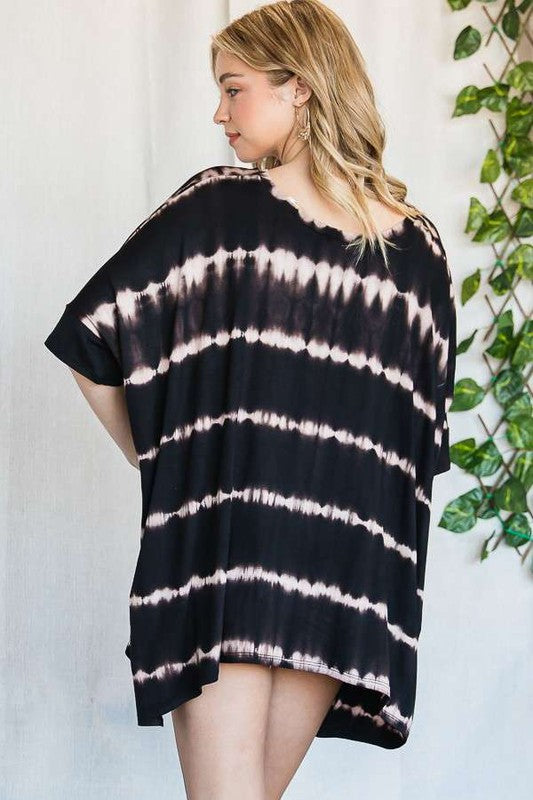 TÚNICA CUELLO REDONDO TIE DYE RAYAS