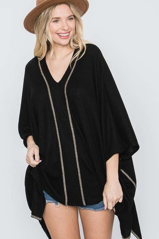 TOP PONCHO CON CUELLO EN V