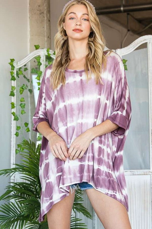 TÚNICA CUELLO REDONDO TIE DYE RAYAS