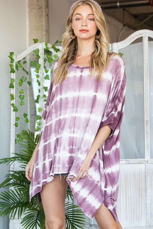 TÚNICA CUELLO REDONDO TIE DYE RAYAS