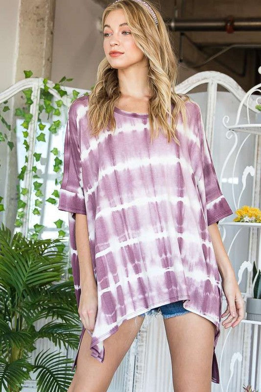 TÚNICA CUELLO REDONDO TIE DYE RAYAS