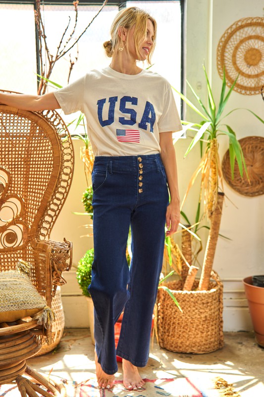 JEANS ANCHO CON BOTONES DE CINTURA ALTA JBJ1087