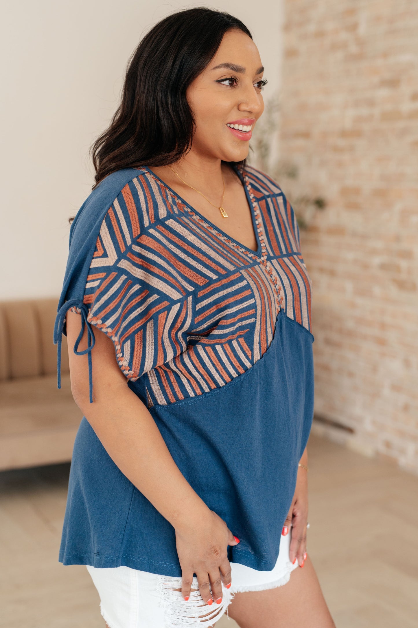 Greece Lightning V-Neck Blouse - Dahlia Boutique