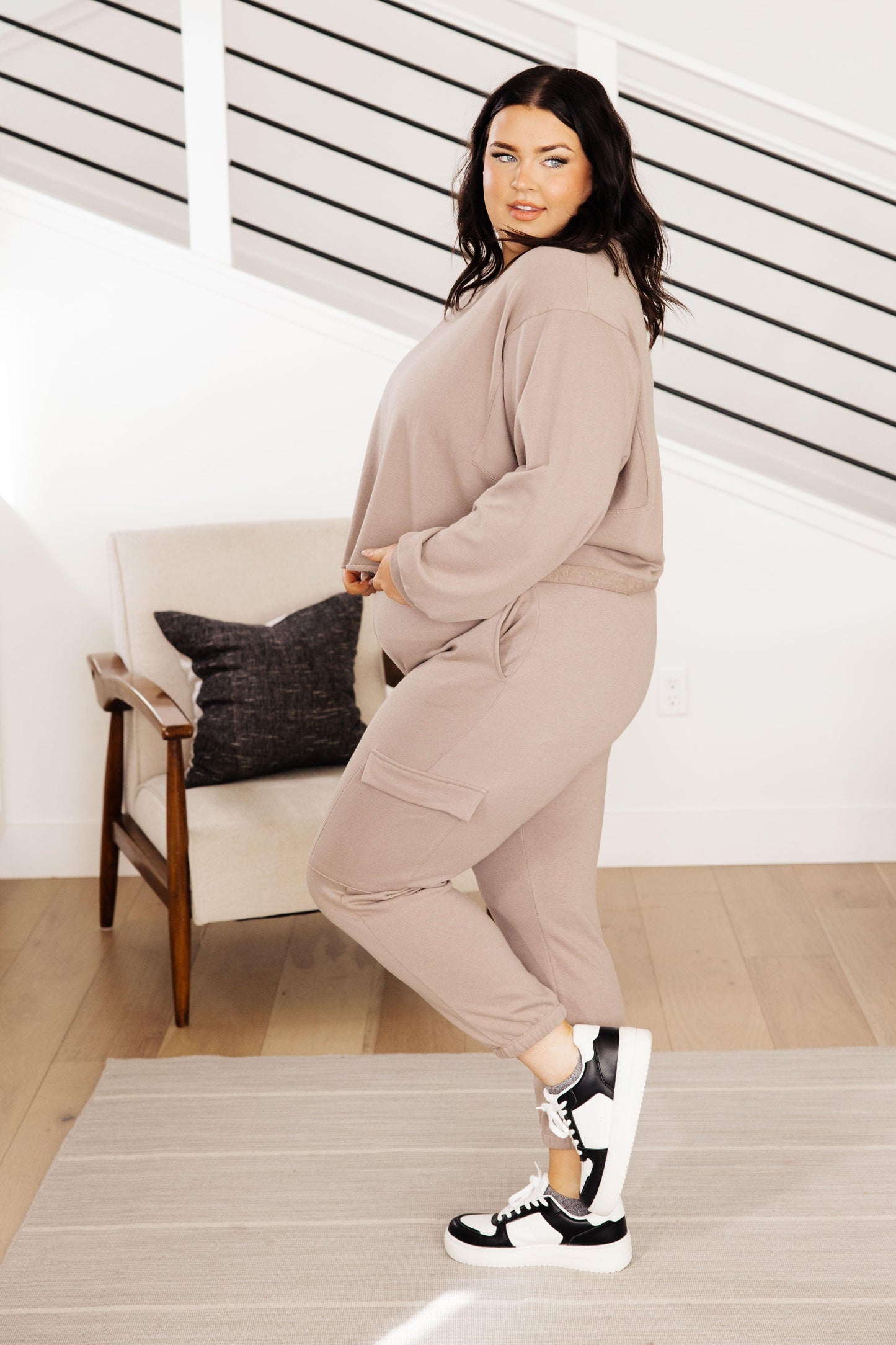 Lounge A Lot Cut Off Sweatshirt in Mocha - Dahlia Boutique