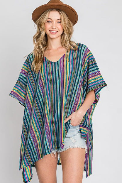PONCHO RAYAS VERTICALES COLORES