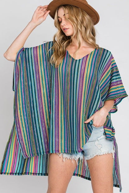 PONCHO RAYAS VERTICALES COLORES