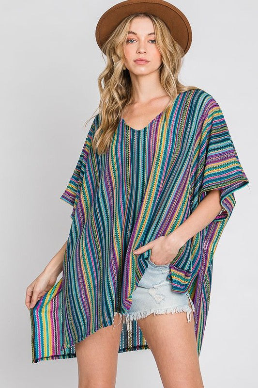 PONCHO RAYAS VERTICALES COLORES