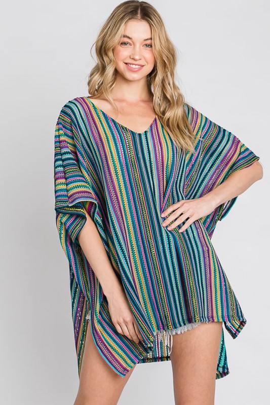 PONCHO RAYAS VERTICALES COLORES