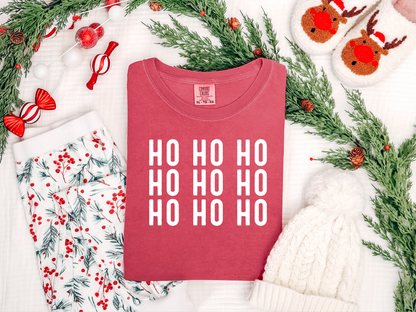 Ho Ho Ho Stacked Graphic Tee and Sweatshirt