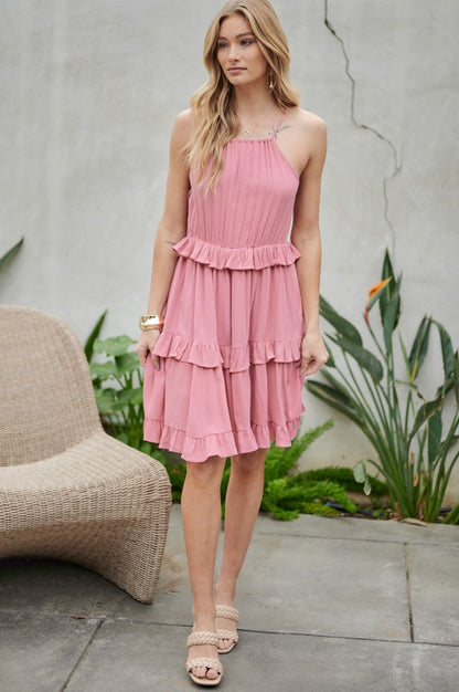 Minivestido sin mangas con volante liso