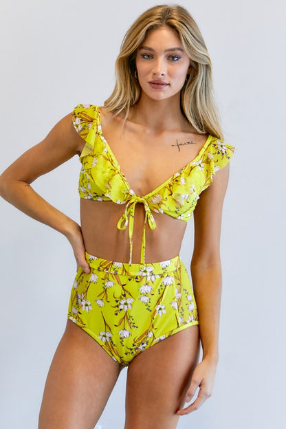 Conjunto de traje de baño con estampado floral