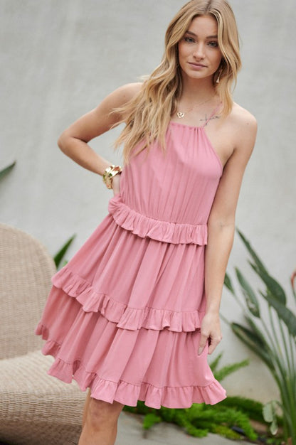 Minivestido sin mangas con volante liso