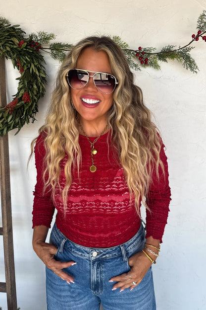 PREORDER: Long Sleeve Rosalie Lace Top