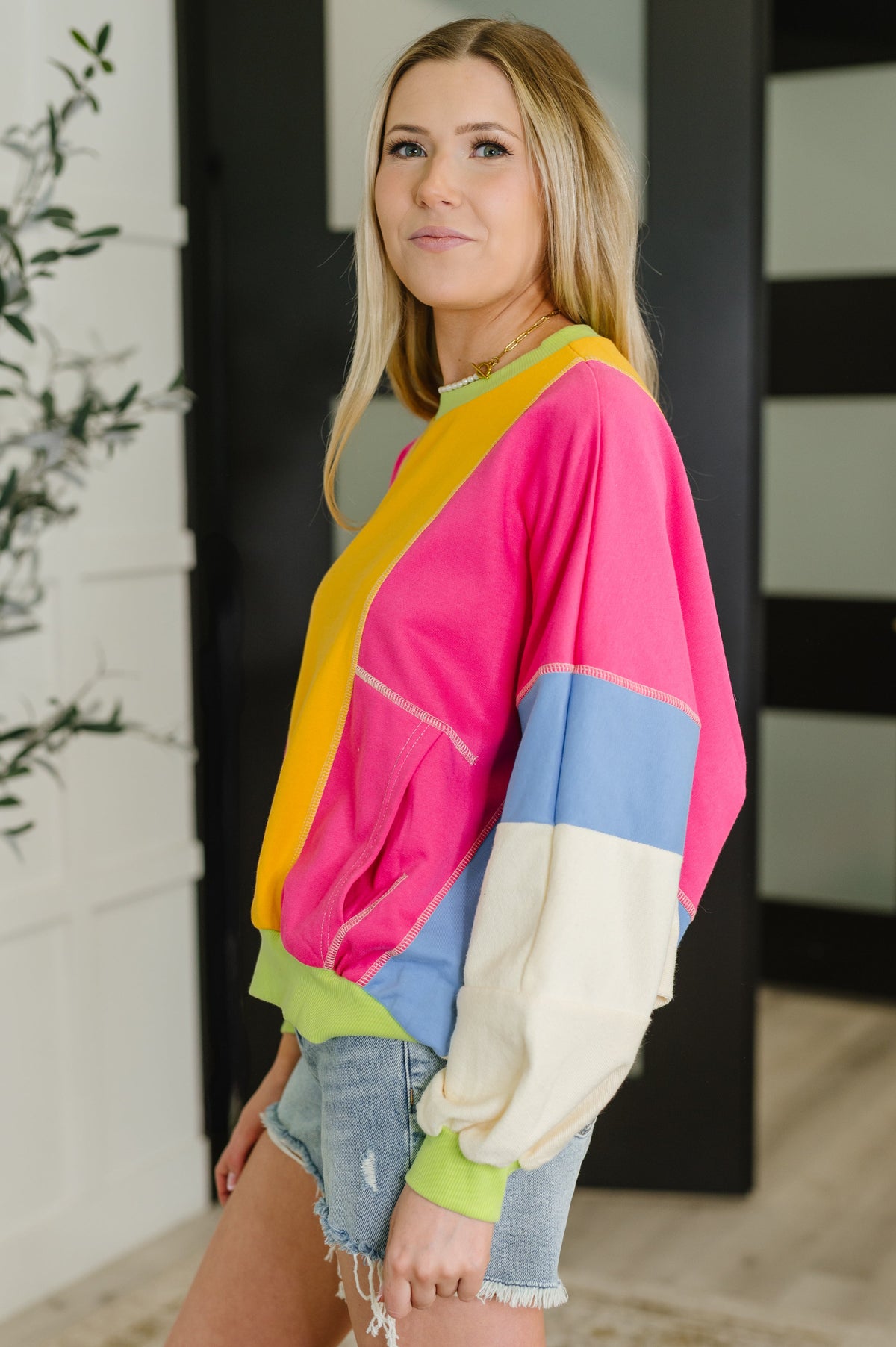 Blockbuster Color Block Pullover in Bright