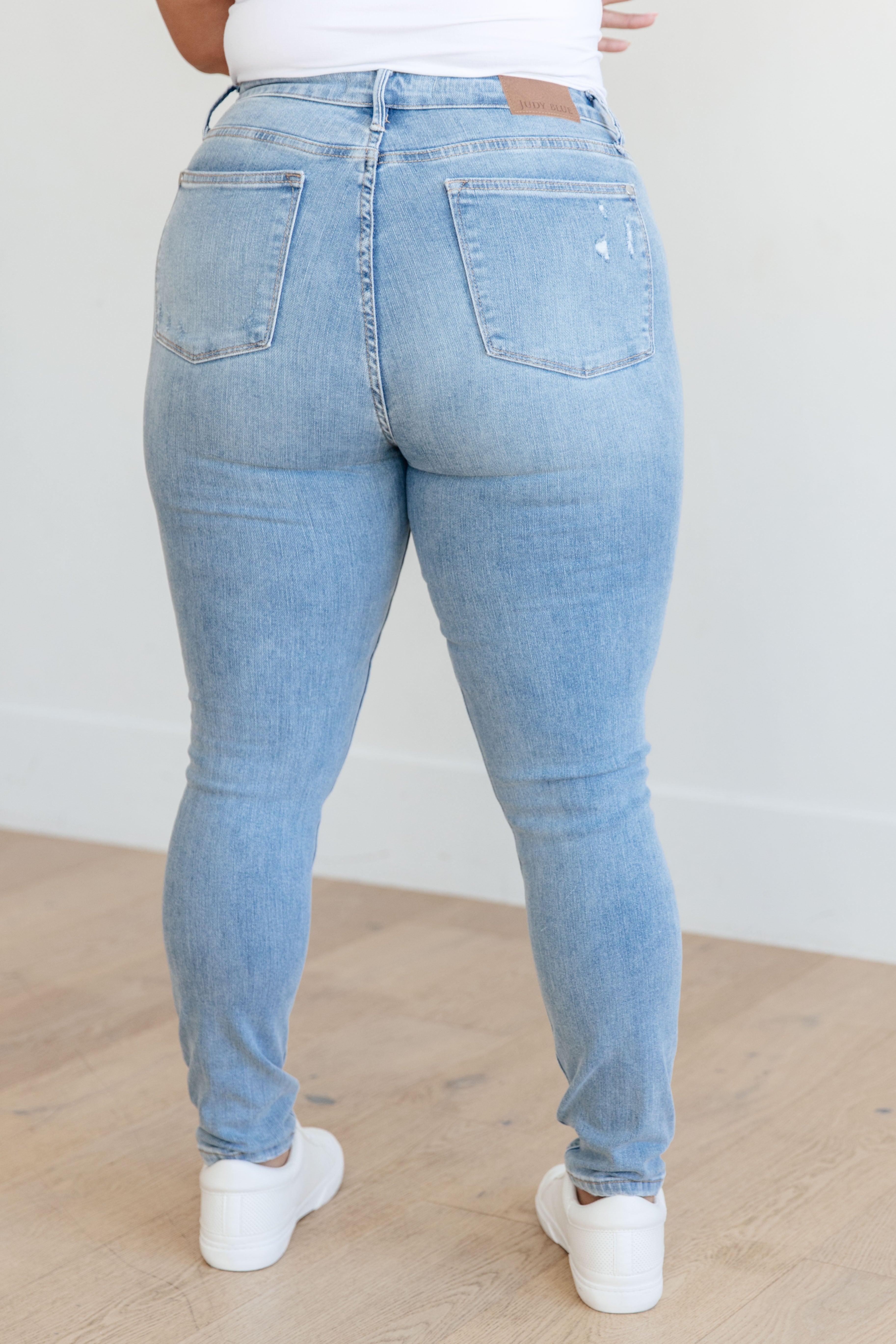 Eloise Mid Rise Control Top Distressed Skinny Jeans - Dahlia Boutique