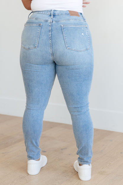 Eloise Mid Rise Control Top Distressed Skinny Jeans - Dahlia Boutique