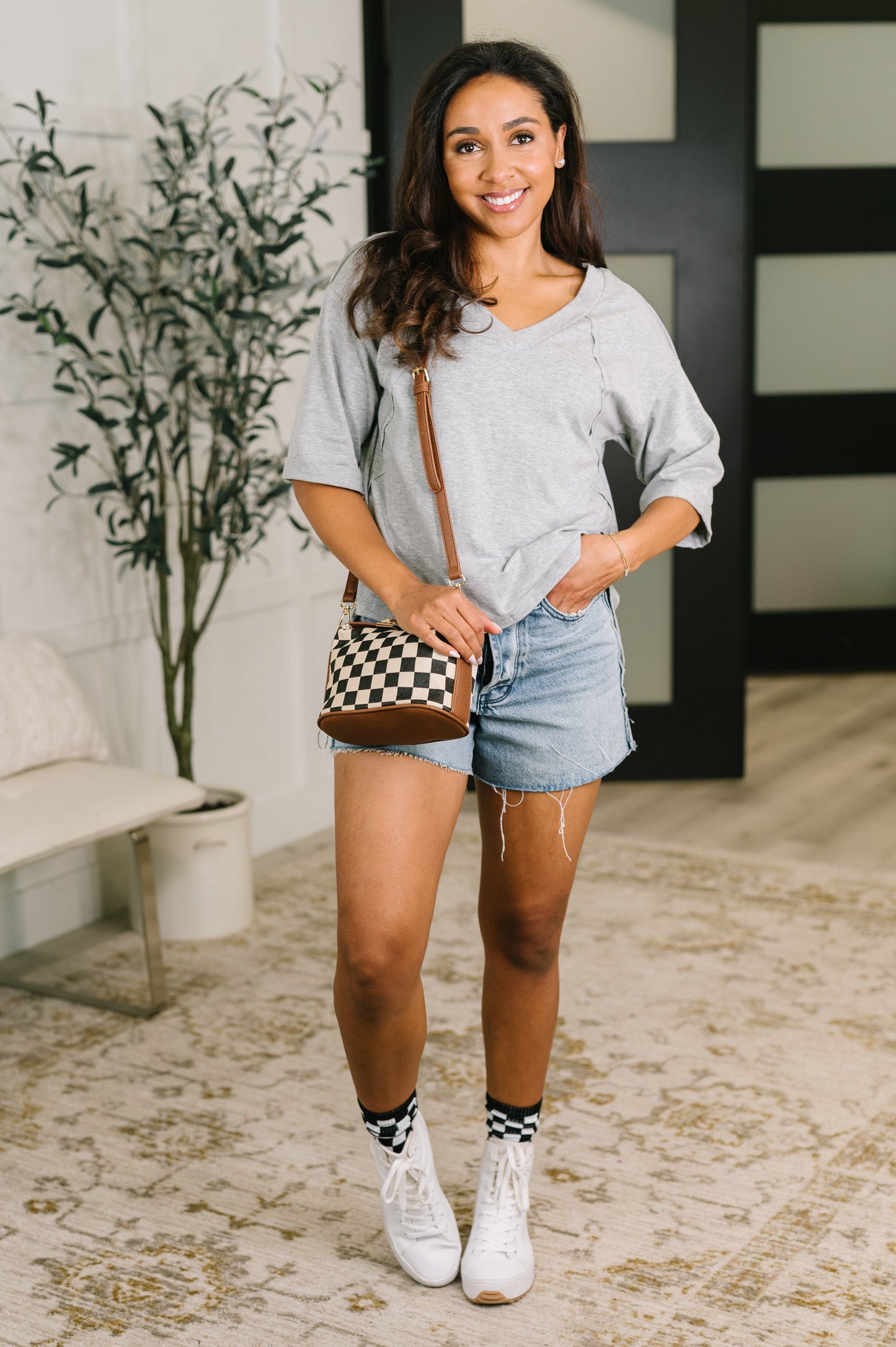 It's All You Oversized Tunic Top in Grey