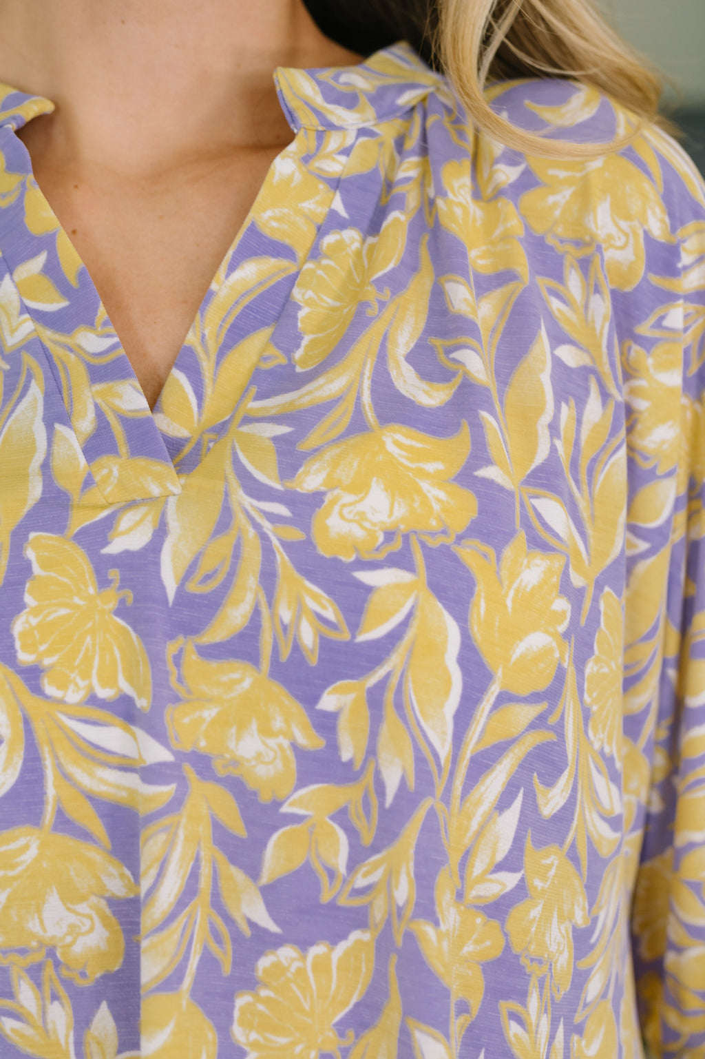 Lizzy Breeze Top in Purple and Yellow Floral