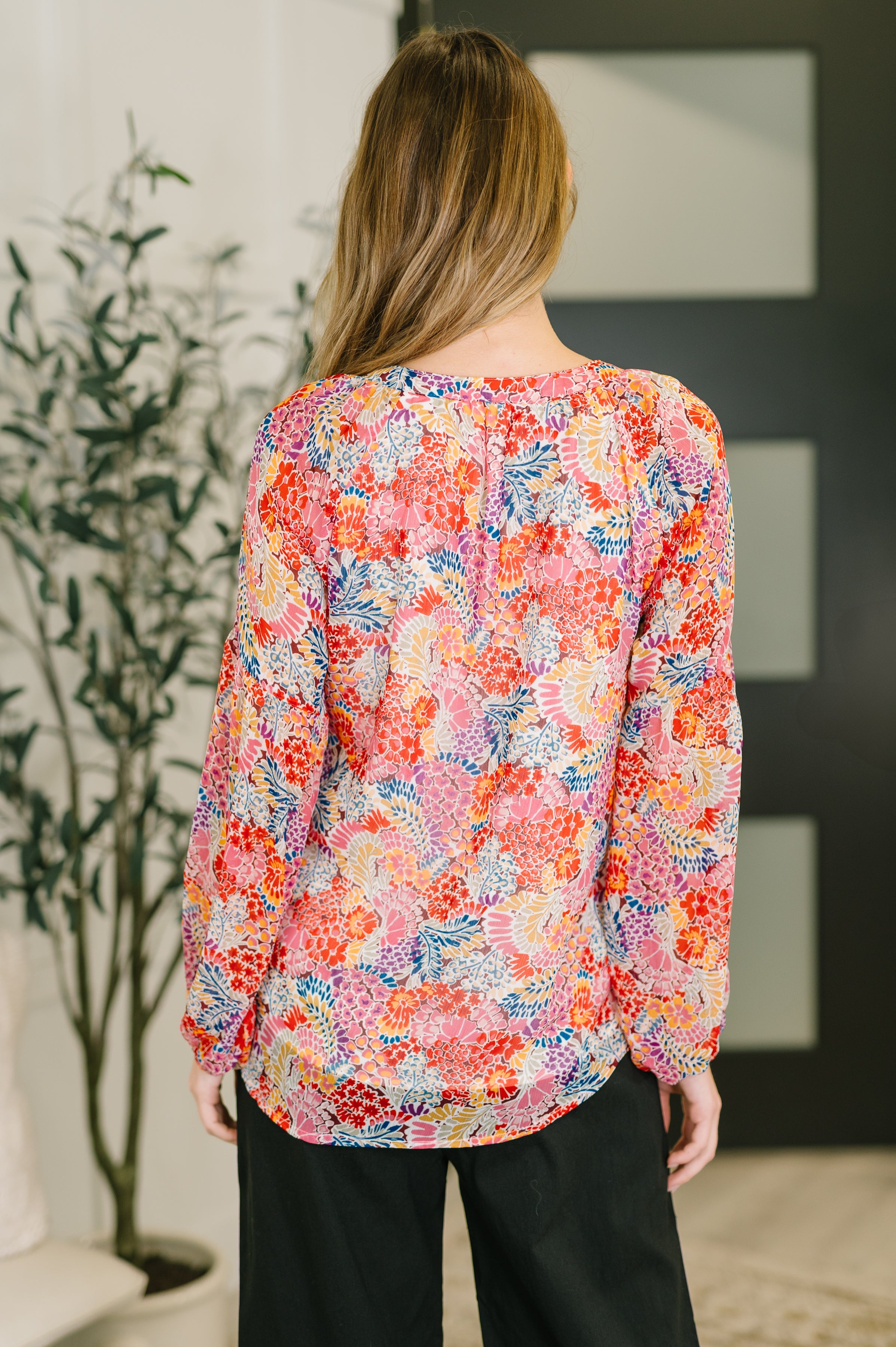 Modern Meadow V-Neck Puff Sleeve Blouse