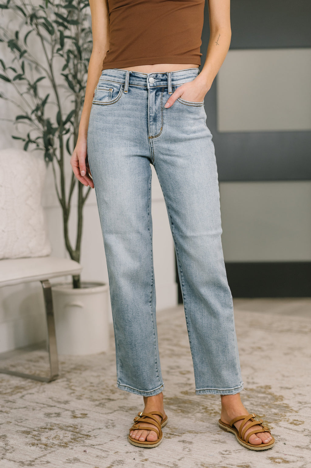 Natalie High Waist Ankle Straight