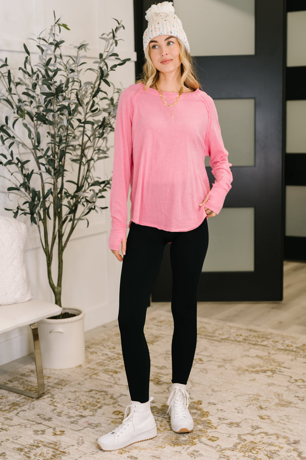 Nice to Each Other Raglan Sleeve Top in Fuchsia