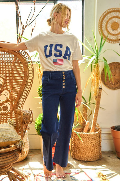 JEANS ANCHO CON BOTONES DE CINTURA ALTA JBJ1087